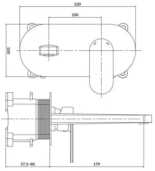 Cersanit Crea, rejtett mosdócsap + BOX, króm, S951-330