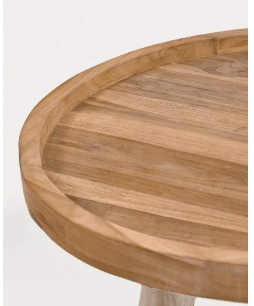 Natúr színű teakfa kerek dohányzóasztal ø 55 cm Glenda – Kave Home
