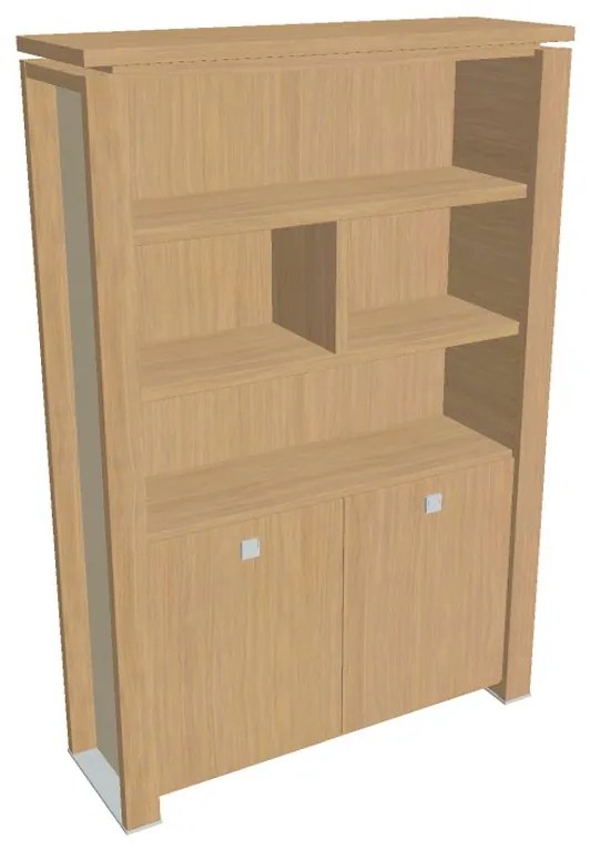 Verno+ S magas szekrény 140 x 46 x 210 cm, polccal, világos tölgy / vanília