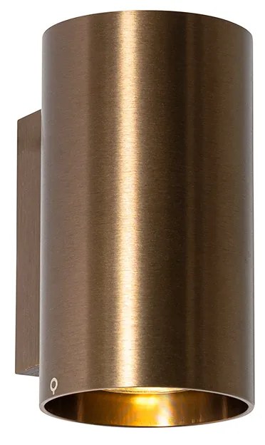 Modern fali lámpa sötét bronz kerek 2-lámpás - Sandy