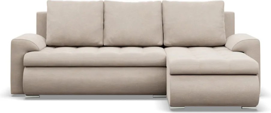 Tokio sarokkanapé, 2 ágyneműtartóval, bársony, jobboldali, bézs