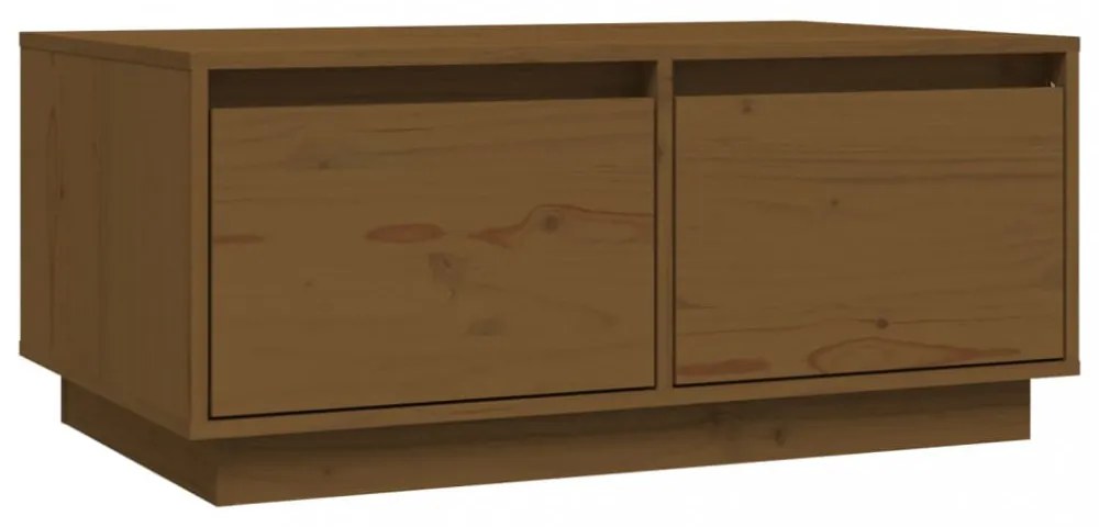 mézbarna tömör fenyőfa dohányzóasztal 80 x 50 x 35 cm