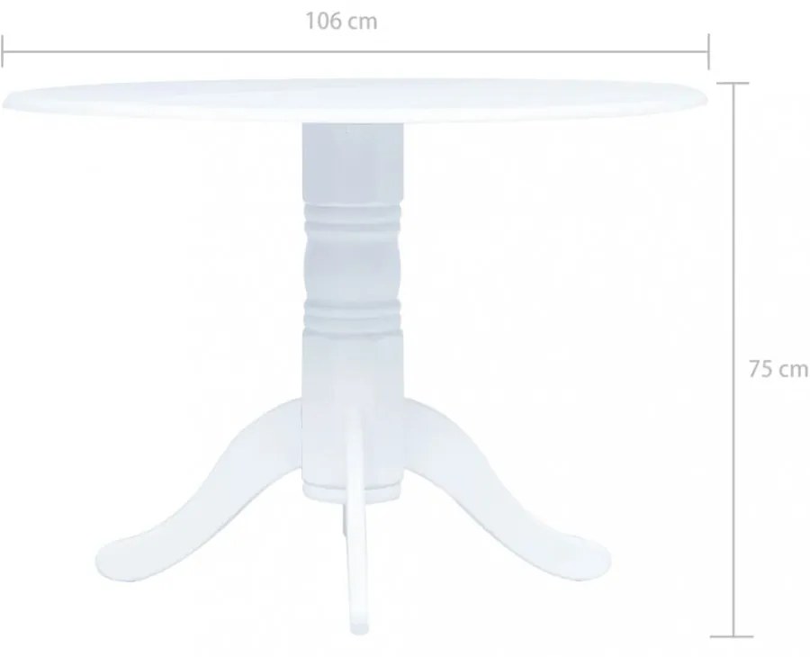 fehér tömör gumifa étkezőasztal 106 cm