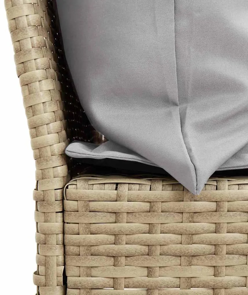 bézs polyrattan kerti kanapé párnával