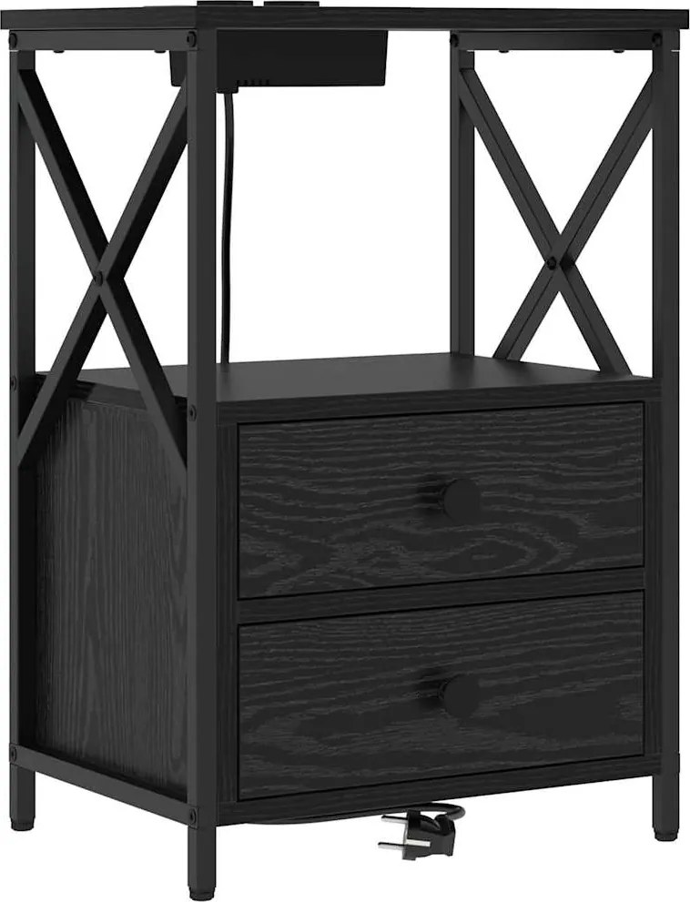 vidaXL Éjjeliszekrény fiókkal Fekete tölgy 40 x 31 x 60 cm Faanyag