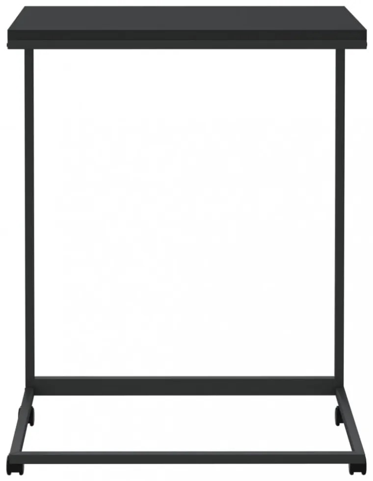 fekete szerelt fa kisasztal kerekekkel 55x35x70 cm