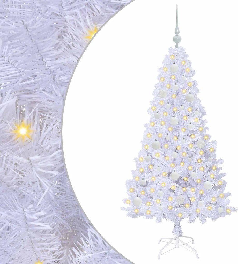 vidaXL Mű karácsonyfa 150 LED-del állvánnyal Fehér 150 cm PVC és Acél