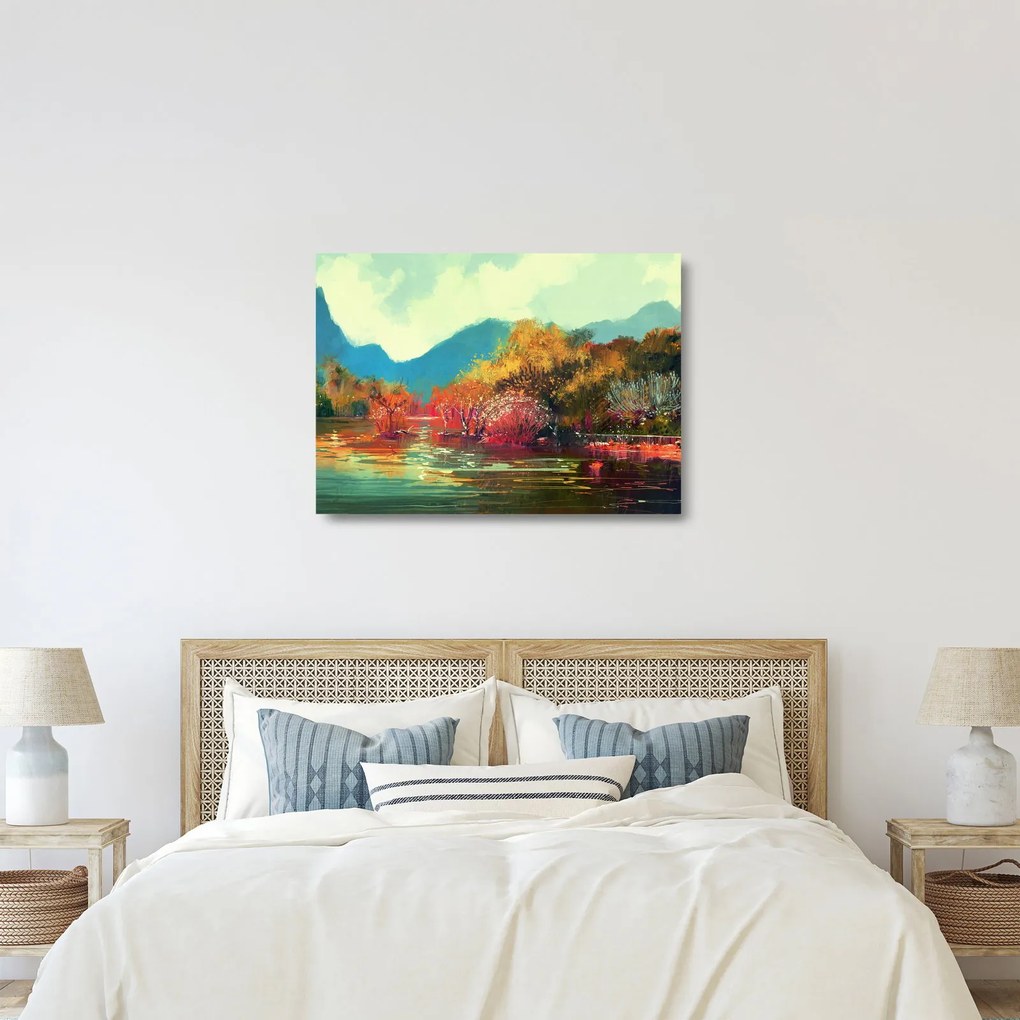 Kép - őszi színek (üvegen) (70x50 cm)