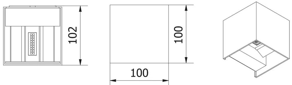 Lámpa Fali lámpa MISSOURI-K, 7W, 540lm, AC220-240V, 50/60 Hz, PF>0,5 ,Ra≥80, IP54, IK08, 4000K, négyzet, szürke