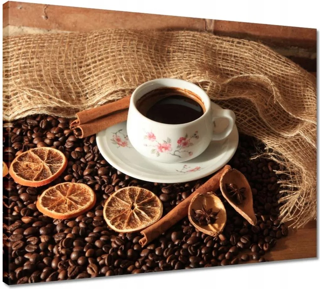 Vászonkép 50x40 Kávé és szárított narancs