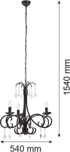 ARGON 6272 DIADEMA Kristály Csillár Fekete E14 IP20