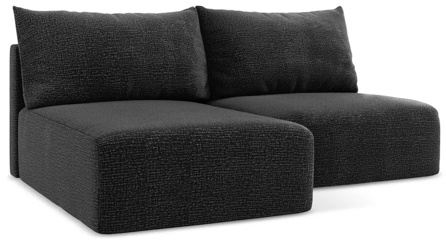 Fekete kinyitható-tárolóhelyes sarokkanapé (bal oldali) Kalena – Makamii