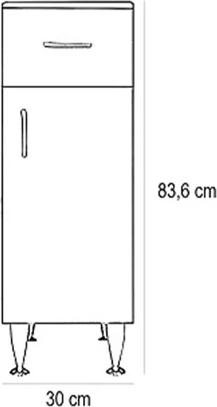 Bianca Plus 30 alacsony szekrény 1 ajtóval, 1 fiókkal, sonoma tölgy színben, jobbos