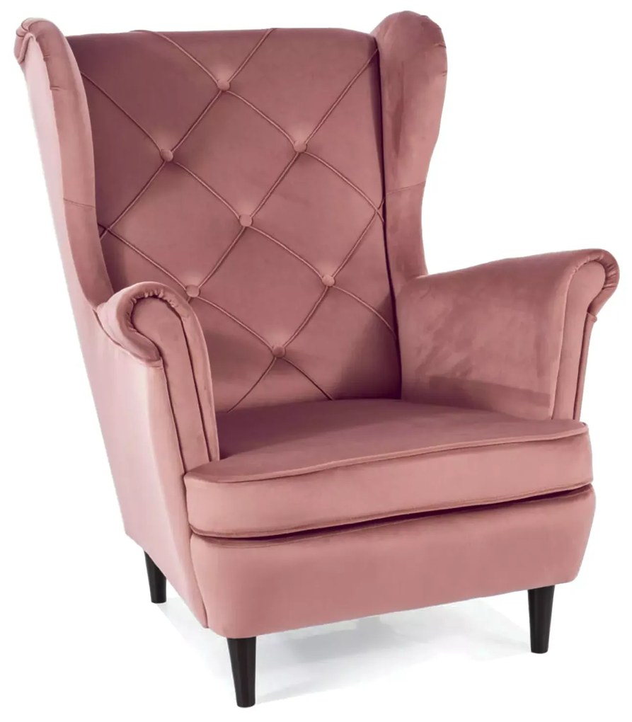 Régi rózsaszín fotel TV-hez LADY VELVET