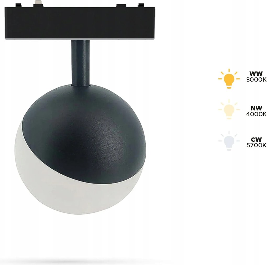 Lámpa Gömb 6W D Slim Track 48VDC 3CCT 3000K, 4000K, 5700K