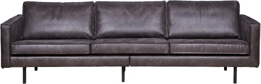 Rodeo fekete kanapé, újrahasznosított bőrhuzattal, 277 cm - BePureHome