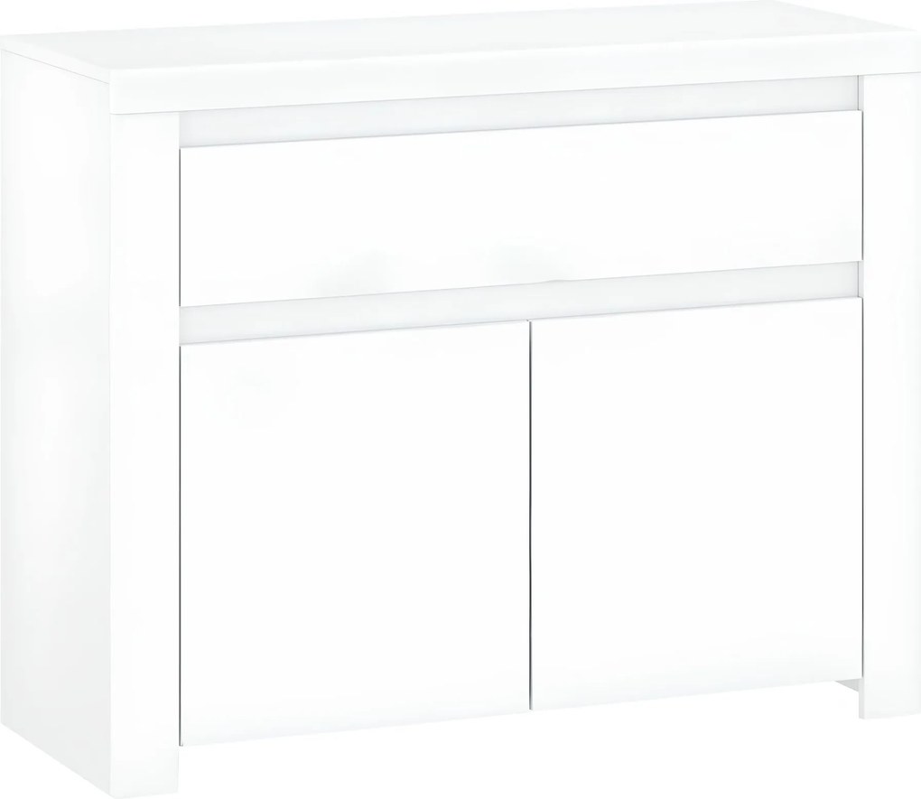 Komód 2D1S, fehér fényes, LINDY