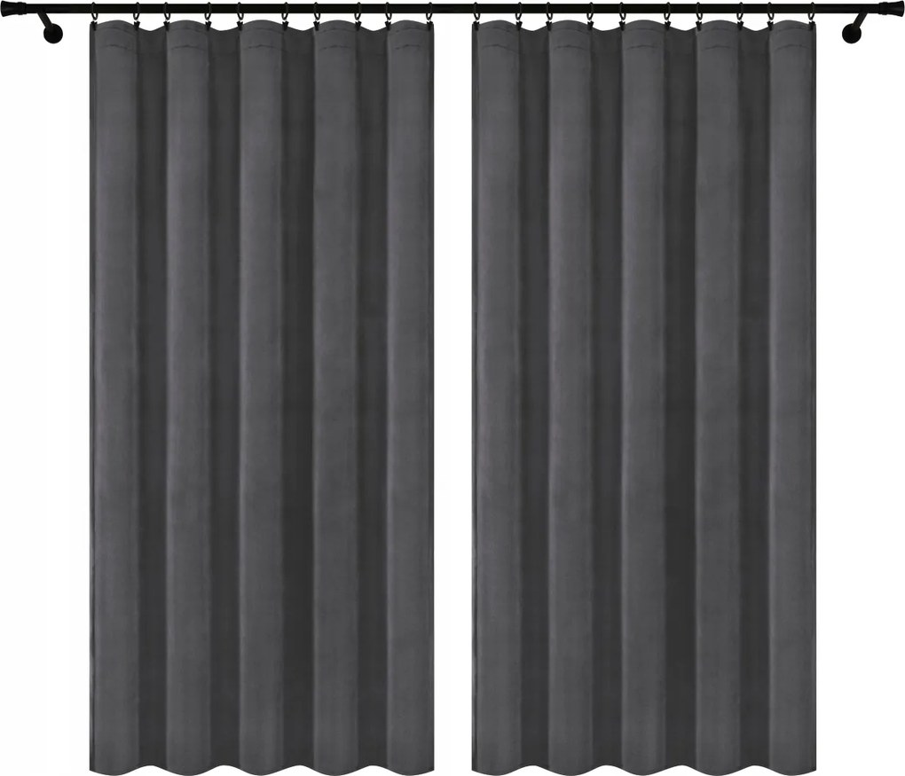 Velúr Szalagfüggöny 140x240 Szürke Grafit 2 Db Béka Függöny
