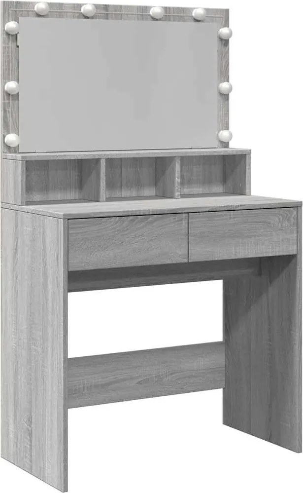 vidaXL szürke sonoma színű fésülködőasztal LED-del 80 x 41 x 134,5 cm