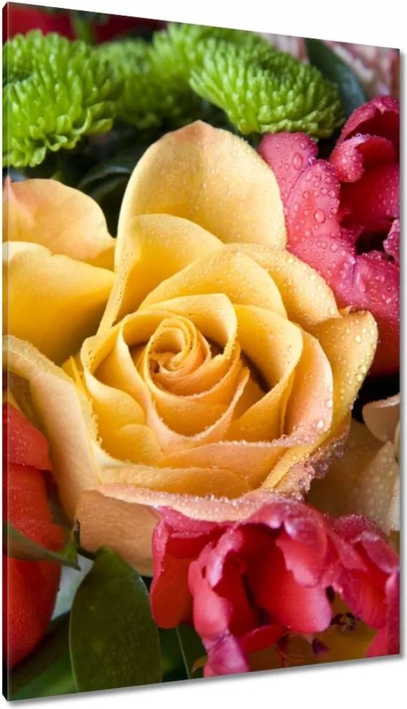 Vászonkép 80x120 Tulipáncsokor rózsával