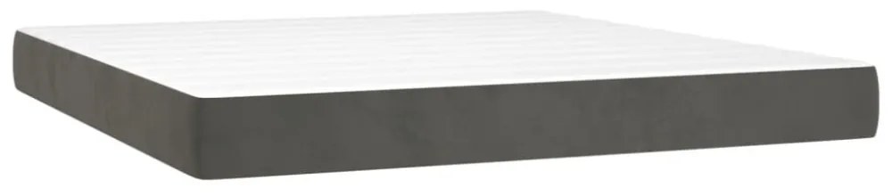 sötétszürke bársony rugós és LED-es ágy matraccal 160x200 cm