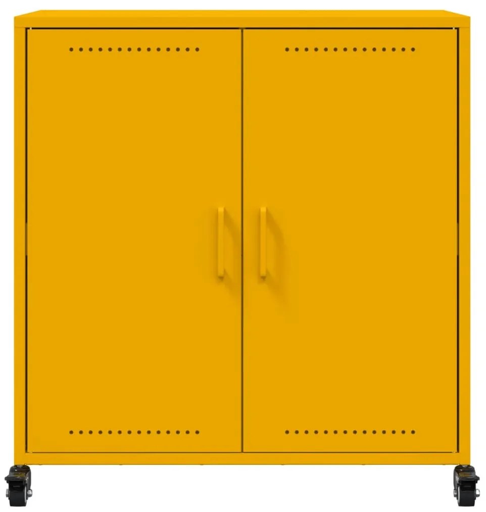 mustársárga acél tálalószekrény 68x39x72 cm