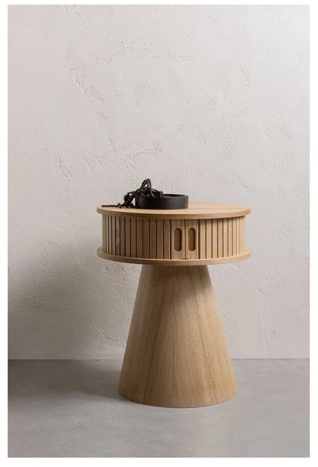 Natúr színű éjjeliszekrény borovi fenyő dekorral Karri – WOOOD