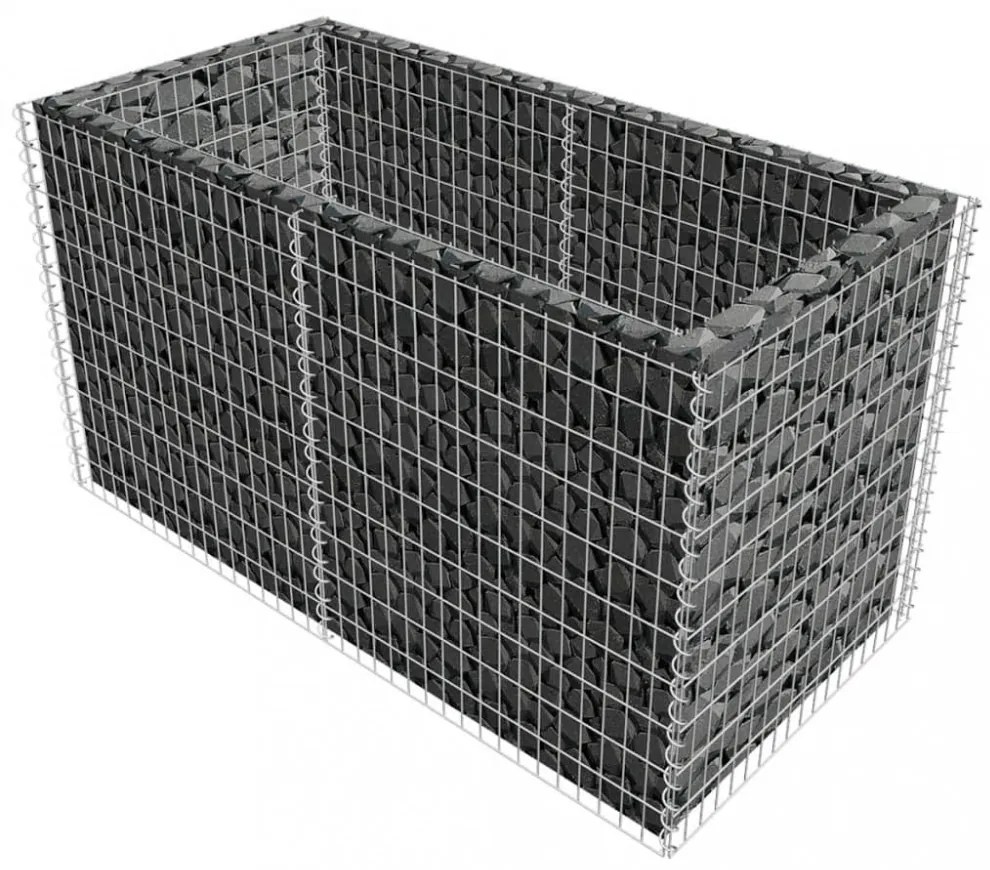 ezüstszínű acél gabion magaságyás 180 x 90 x 100 cm