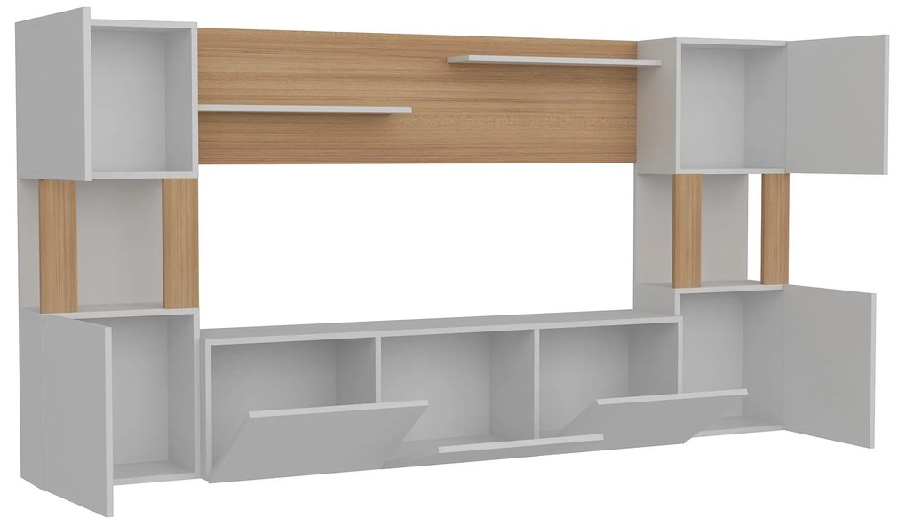 TV szekrény Lore - White, Teak