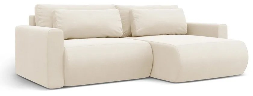 Bézs bársony kinyitható tárolóhelyes sarokkanapé Belfast – Cosmopolitan Design