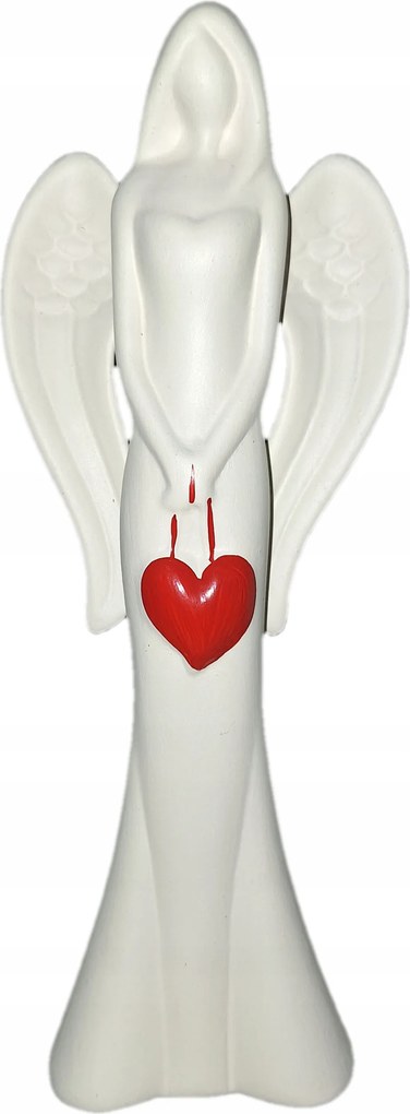Angyal Figura Angyal Kerámia Fehér Szív Dekoráció Valentin Nap Angyalka