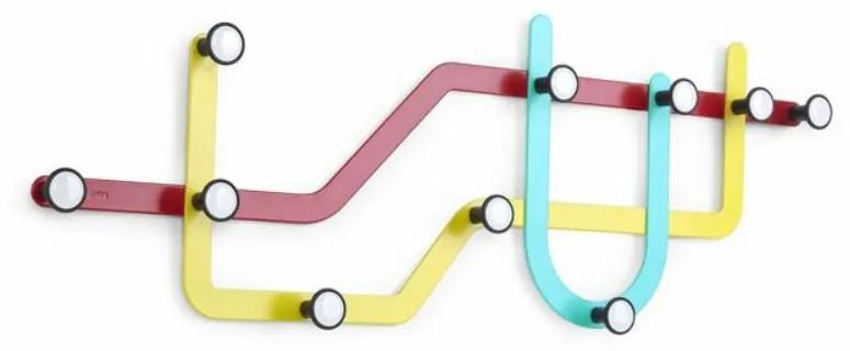 SUBWAY színes metróvonal formájú fali akasztó fogas