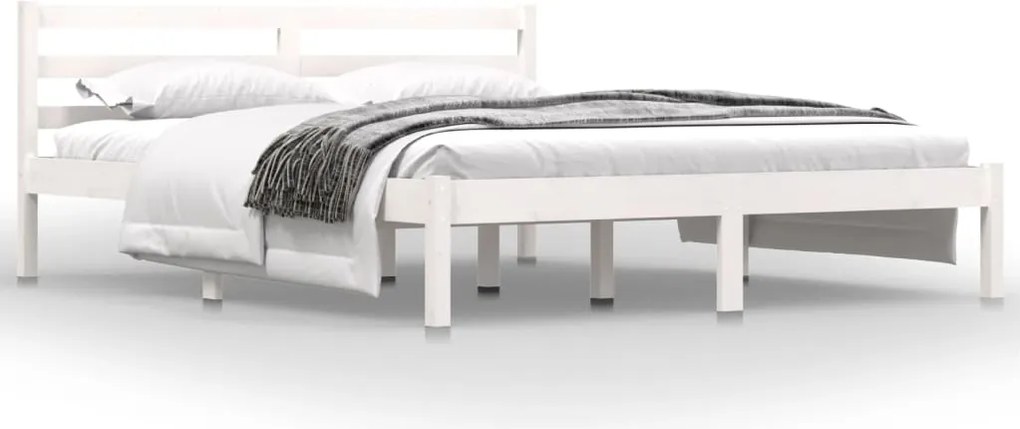 vidaXL fehér tömör fenyőfa ágykeret 150 x 200 cm (King Size)