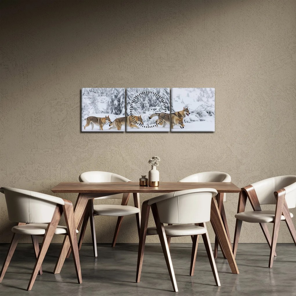 Kép - Farkasok a hegyekben (órával) (90x30 cm)