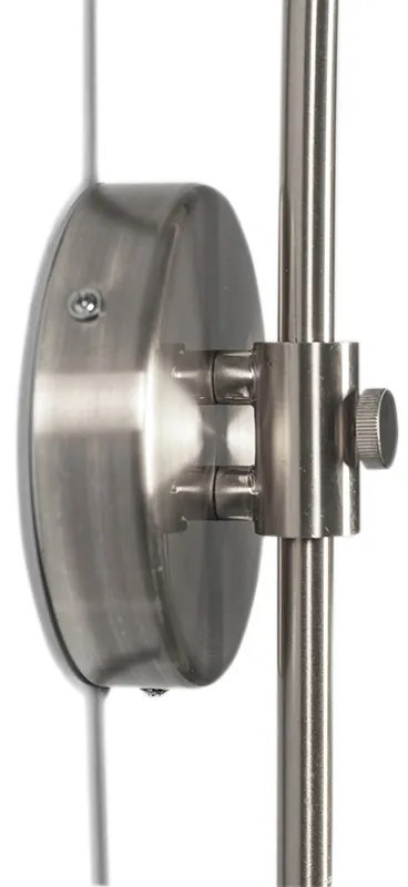 Modern fali ívlámpa acélból fehér árnyékolóval, 50/50/25 állítható