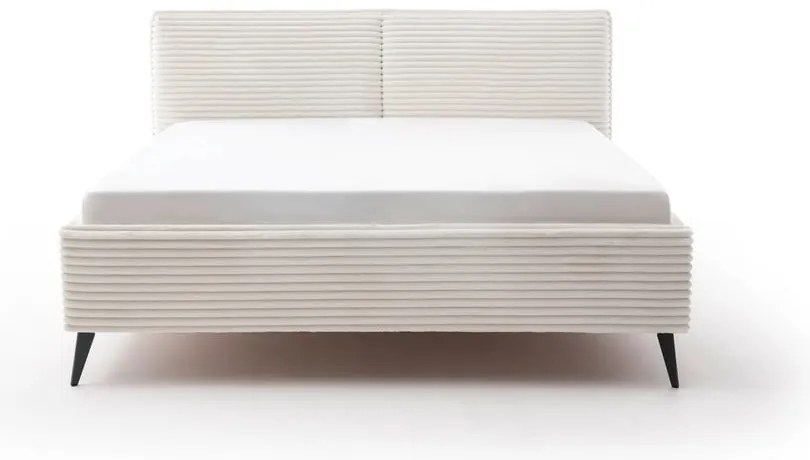 Bézs kárpitozott ágyneműtartós franciaágy ágyráccsal 160x200 cm Matera – Meise Möbel