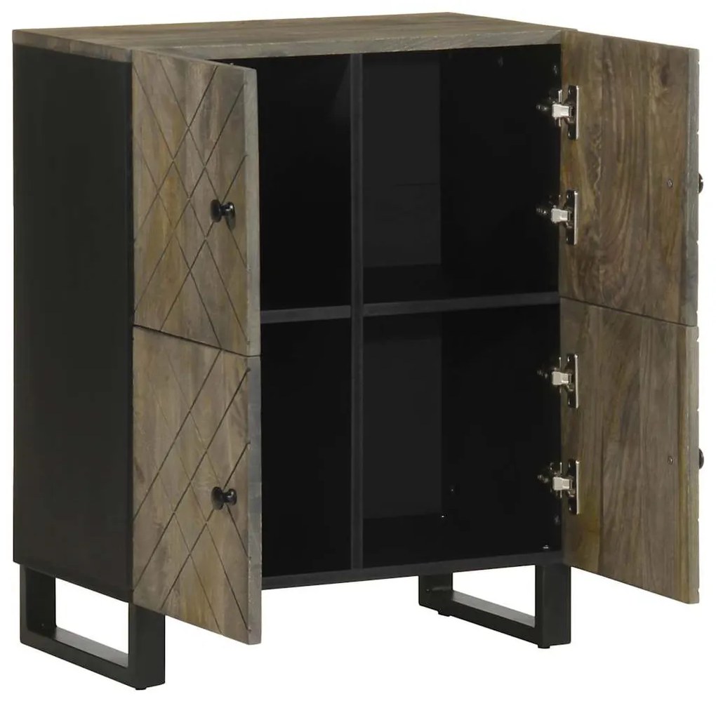 Sideboard Fekete 60x33x75 cm tömörfa Mango