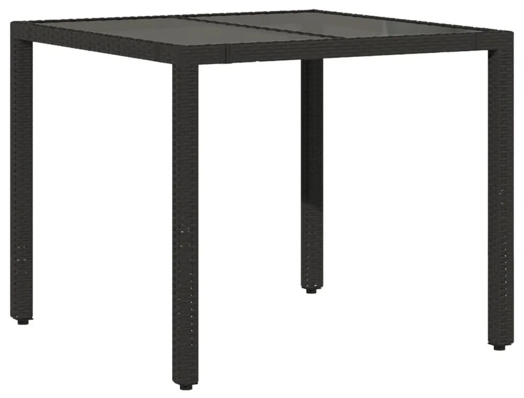 5 részes fekete polyrattan kerti bisztrógarnitúra párnákkal