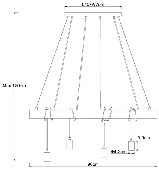 Globo 15439-4 - Csillár zsinóron AUSTON 4xE27/60W/230V