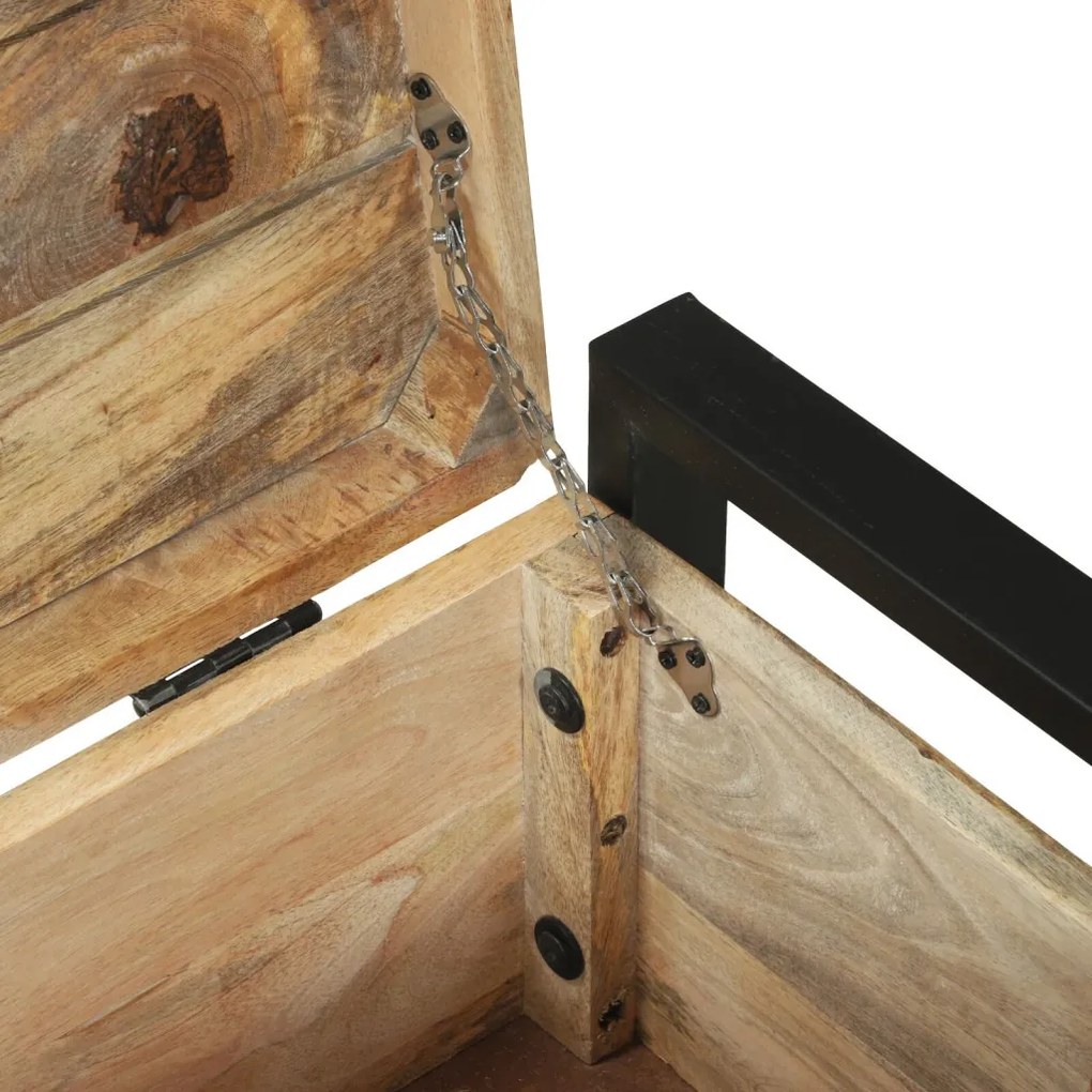 tároló ládák 80x30x30cm tömör mangófából és fémkerettel