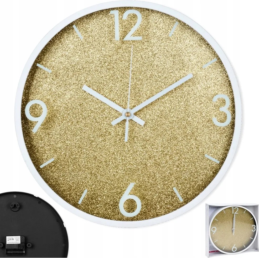 Falióra falra akasztható dekoratív divatos kerek Fehér Arany 29 cm