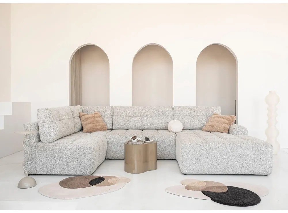 Bézs kinyitható tárolóhelyes moduláris sarokkanapé (bal oldali) Lulu – Miuform