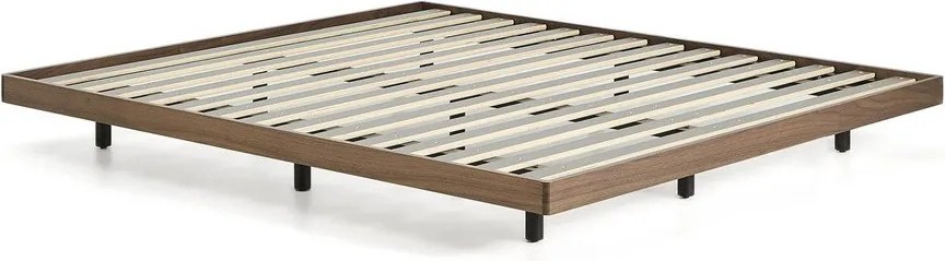 Barna nyírfa franciaágy ágytámla nélkül, ágyráccsal 180x200 cm Norlen – Kave Home