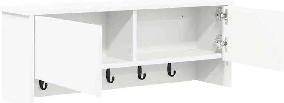 Fali Kabáthorog polcokkal ajtóval Fehér 80 x 20 x 30 cm Faanyag