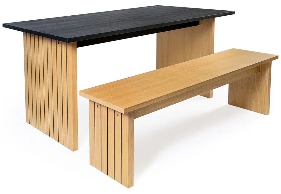 Étkezőasztal tölgyfa dekoros asztallappal 90x160 cm Stripe – Woodman