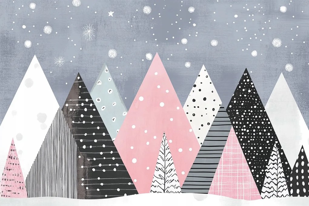 Fotótapéta Flizelina Gyerekek Tájkép Hegyek Fák Tél Hó 312x219 ragasztó