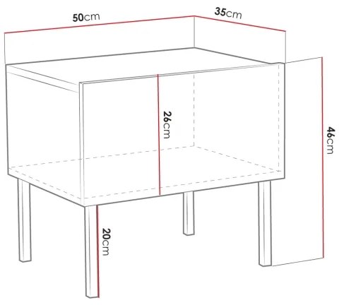 Éjjeliszekrény EXITO 46x50 cm fehér/arany