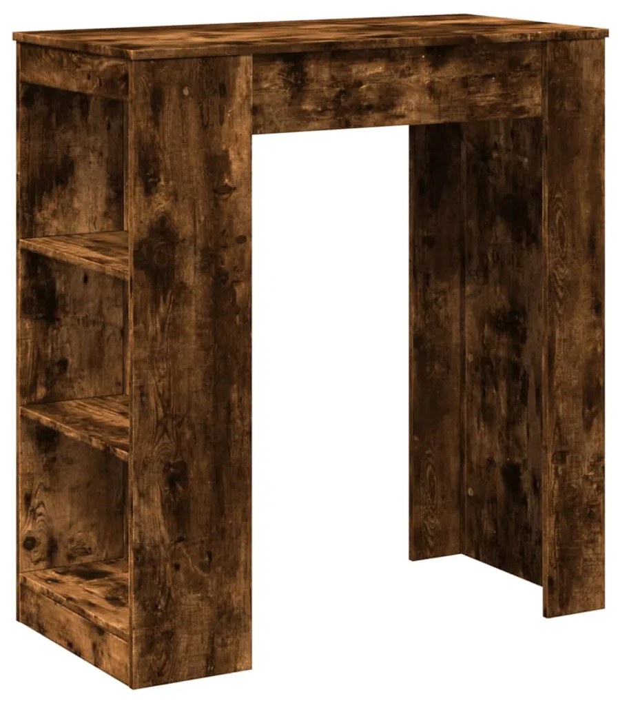 füstös tölgy szerelt fa bárasztal tárolókkal 95 x 47 x 103,5 cm