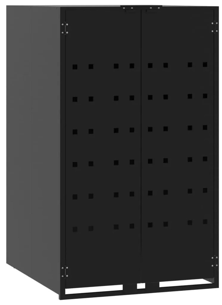 fekete acél kerekes tároló 3 szemeteskukához 207 x 79 x 117 cm