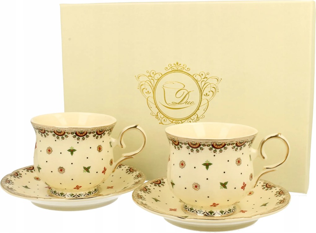 2 db-os Casablanca 260 ml-es porcelán csészealj szett dobozban